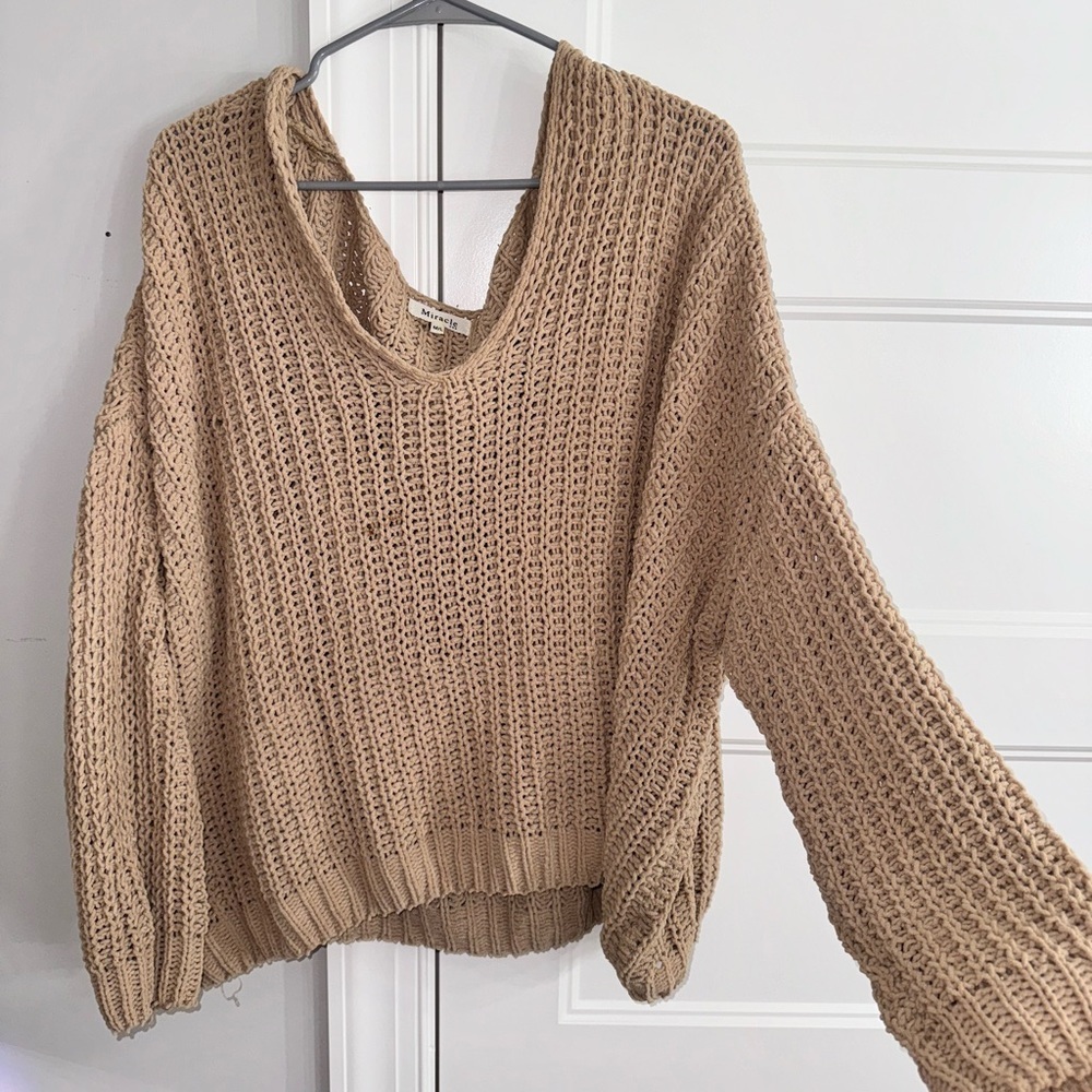 Nude Chunky Cable Knit Sweater